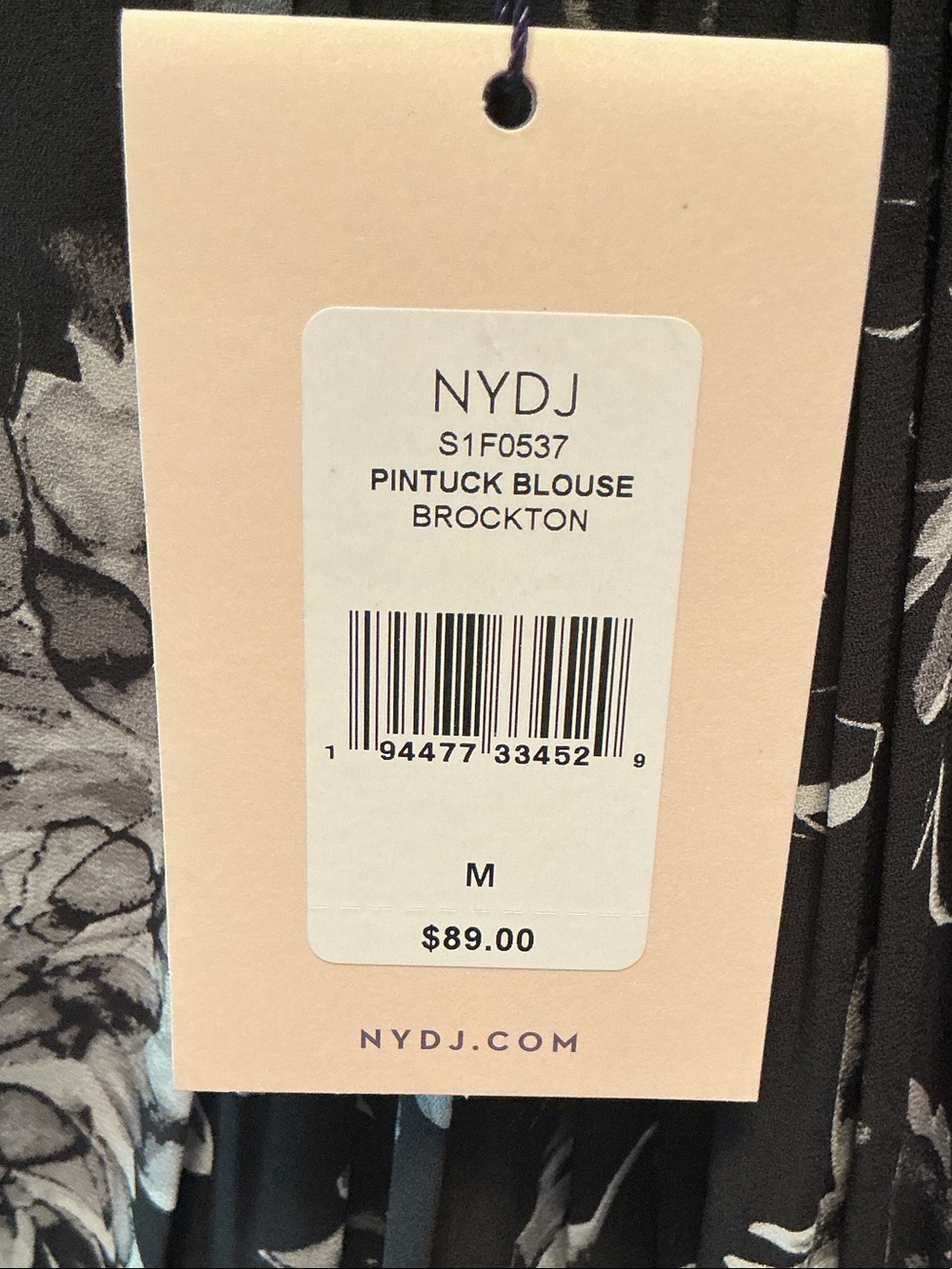 NYDJ Black Floral Split-Neck Blouse - Picture 5 of 7